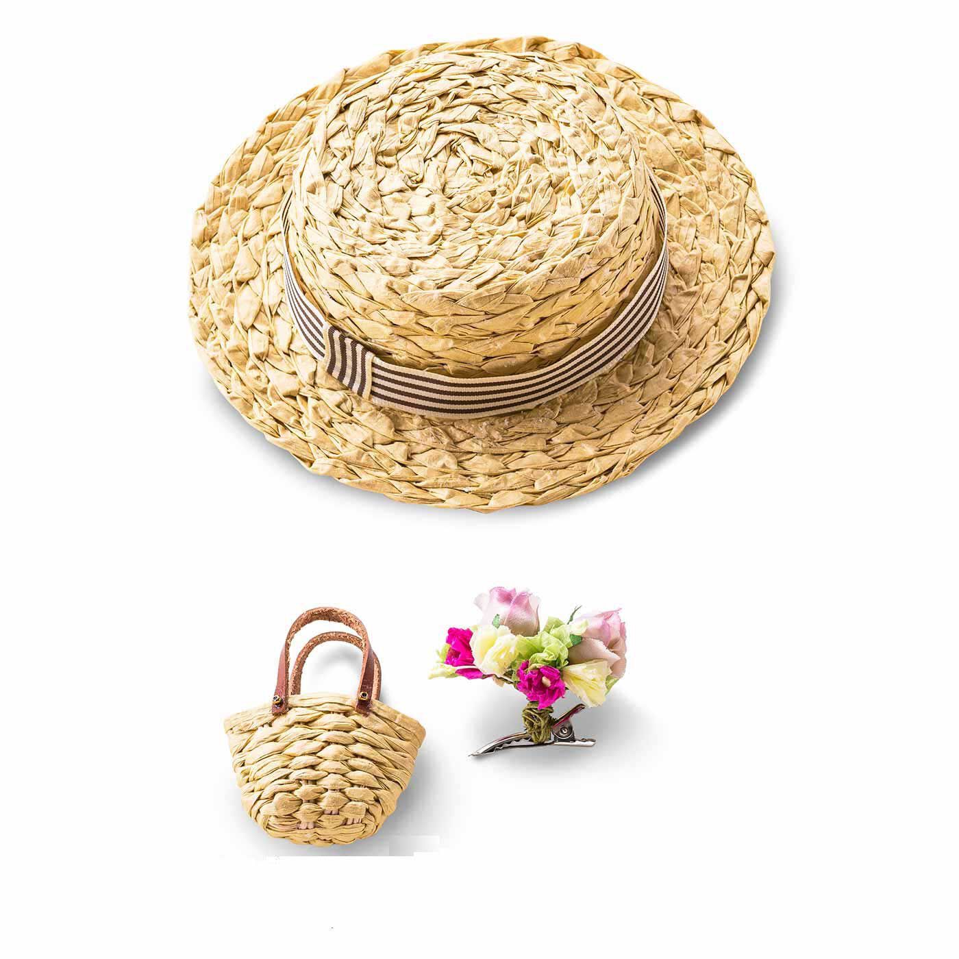 クチュリエ|花飾りも楽しめる ドール用帽子＆かごバッグのキット