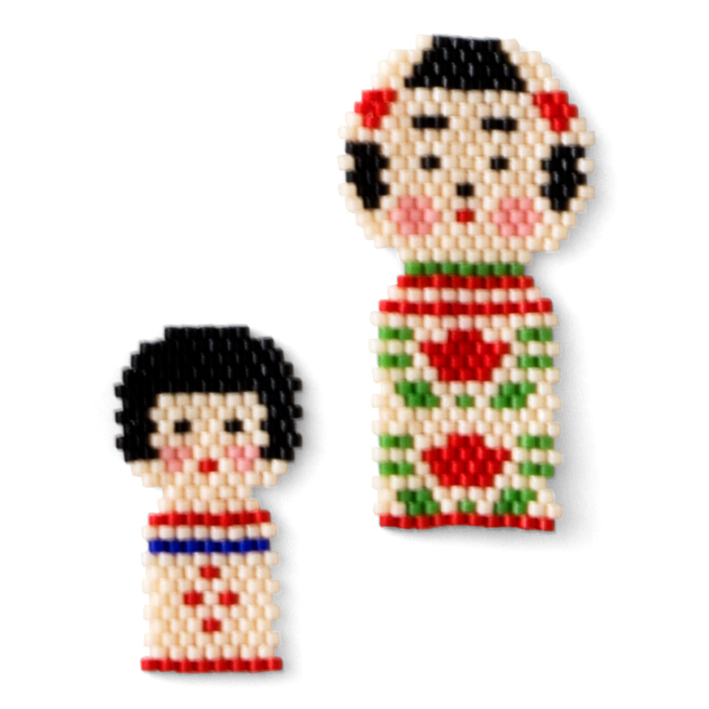 Couturier|【タイプが選べる】縁起もので開運祈願！ 粋なビーズステッチチャーム|8.こけし〈子宝成就〉