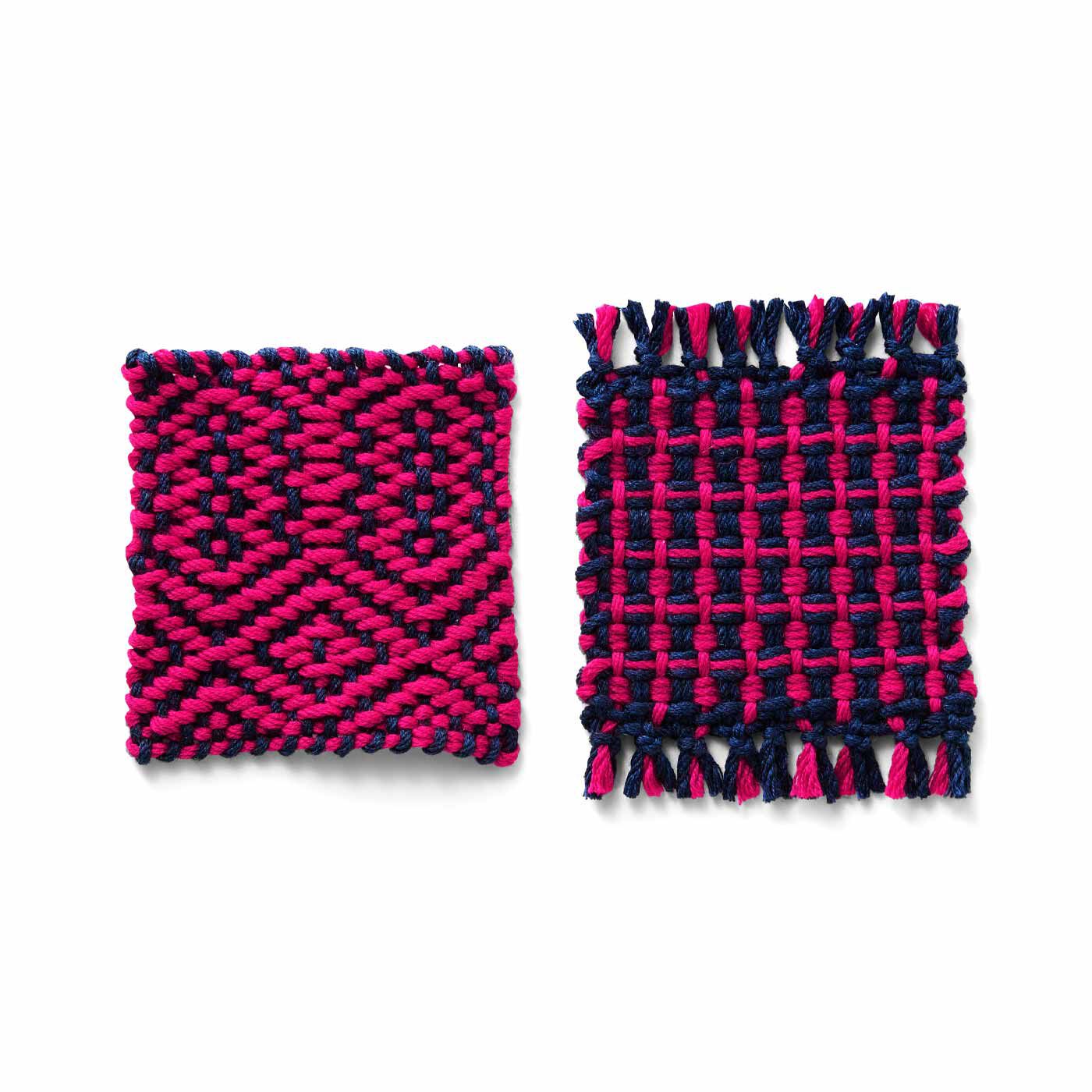 クチュリエ|私にも作れる！ 模様が楽しい 手織りのコースターの会|変化パターンと結び格子