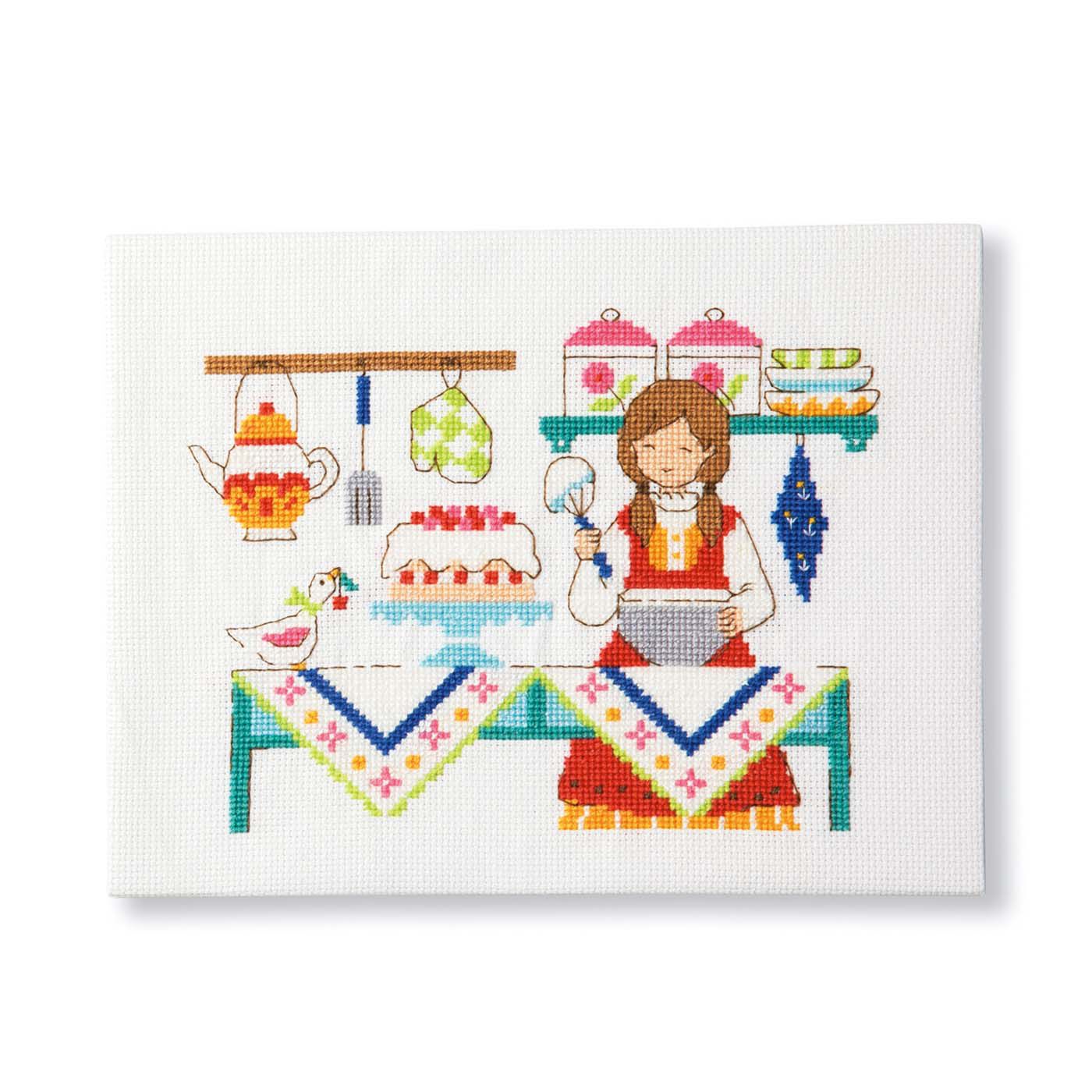 Couturier[クチュリエ]|【タイプが選べる】旅する少女から届いたメルヘンな町の絵はがきみたいなクロスステッチ|１２：チェリーのケーキ