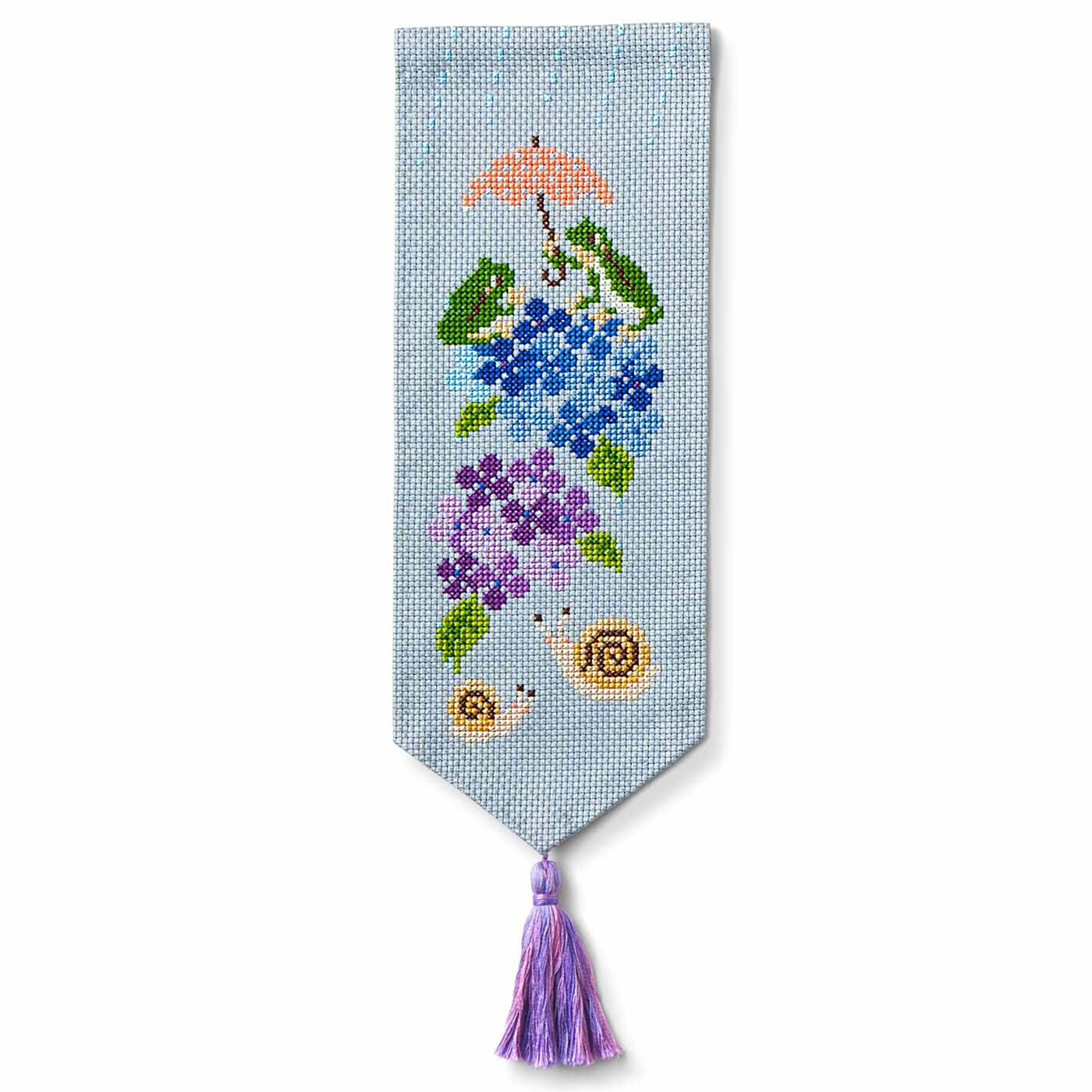 Couturier[クチュリエ]|【タイプが選べる】ユーモラスな動物たちにほっこり　季節を描く ちいさなクロスステッチ壁飾り|6：雨ふりのカエル