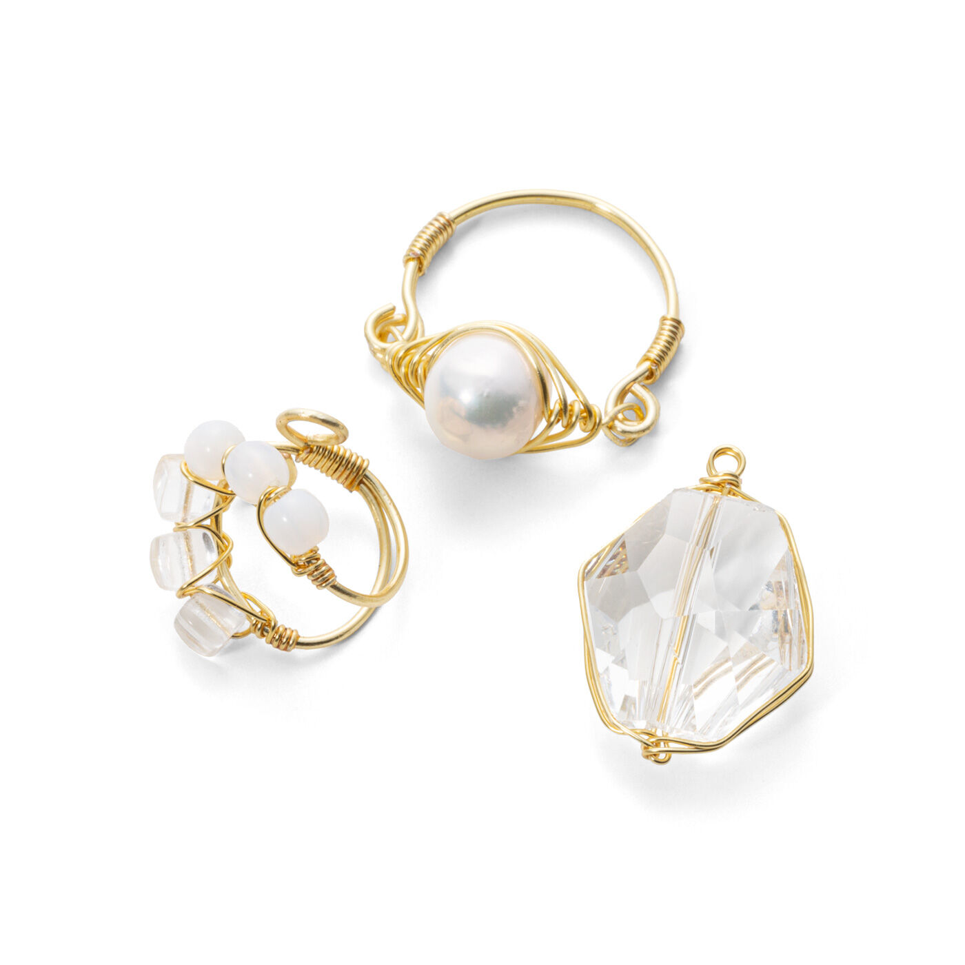 Couturier[クチュリエ]|曲げて巻いて手軽にアレンジ 3アイテムできる ワイヤーアクセサリーの会|White clear：清楚