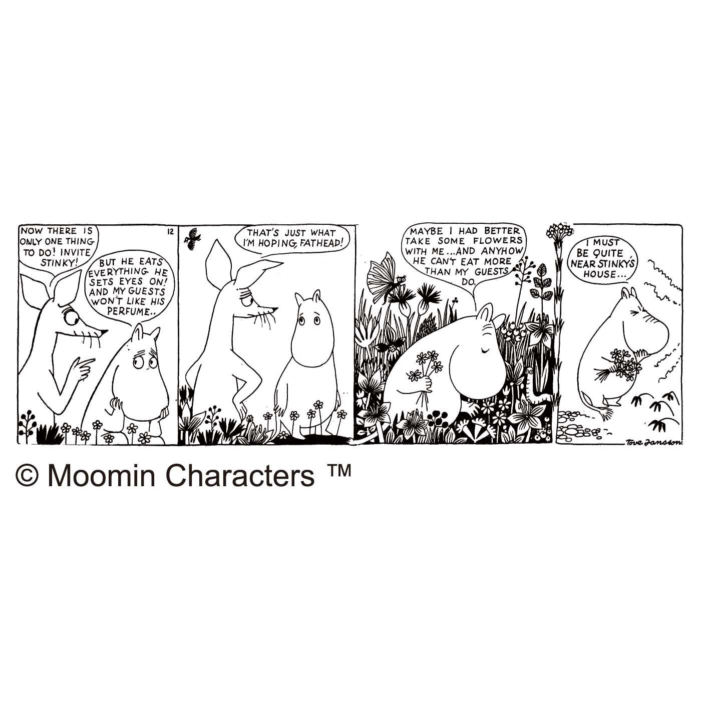 クチュリエ|ムーミン谷の季節をめぐる ちくちく刺し子の大判風呂敷（花）|コミックからいろいろなシーンを集めたオリジナルデザイン。