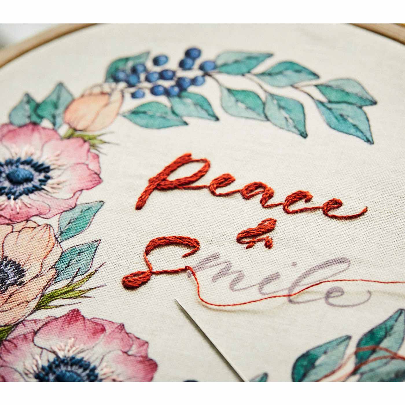 クチュリエ|手描き文字の美しさを堪能する お花のリース刺しゅうの会|簡単なステッチで文字を刺しゅうします。