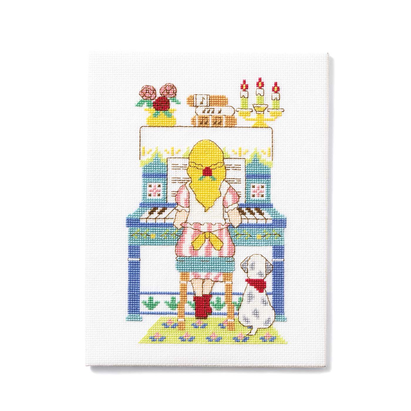Couturier[クチュリエ]|【タイプが選べる】旅する少女から届いたメルヘンな町の絵はがきみたいなクロスステッチ|１８：小さなピアニスト