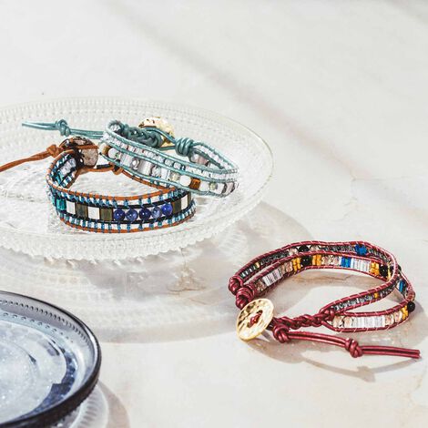 Couturier | 天然石がきらり 革ひもラップブレスキット