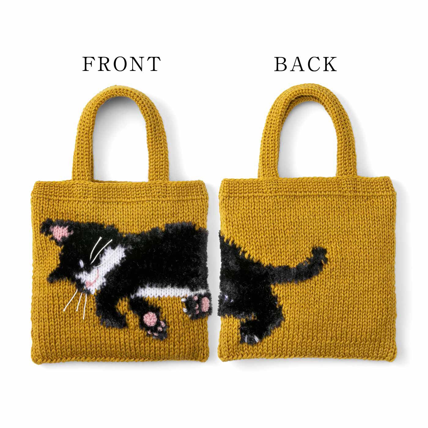 クチュリエ|思わずなでなでしたくなる ファンシーヤーンの編み込み動物バッグの会|裏にはしっぽが！表裏がつながるデザイン。