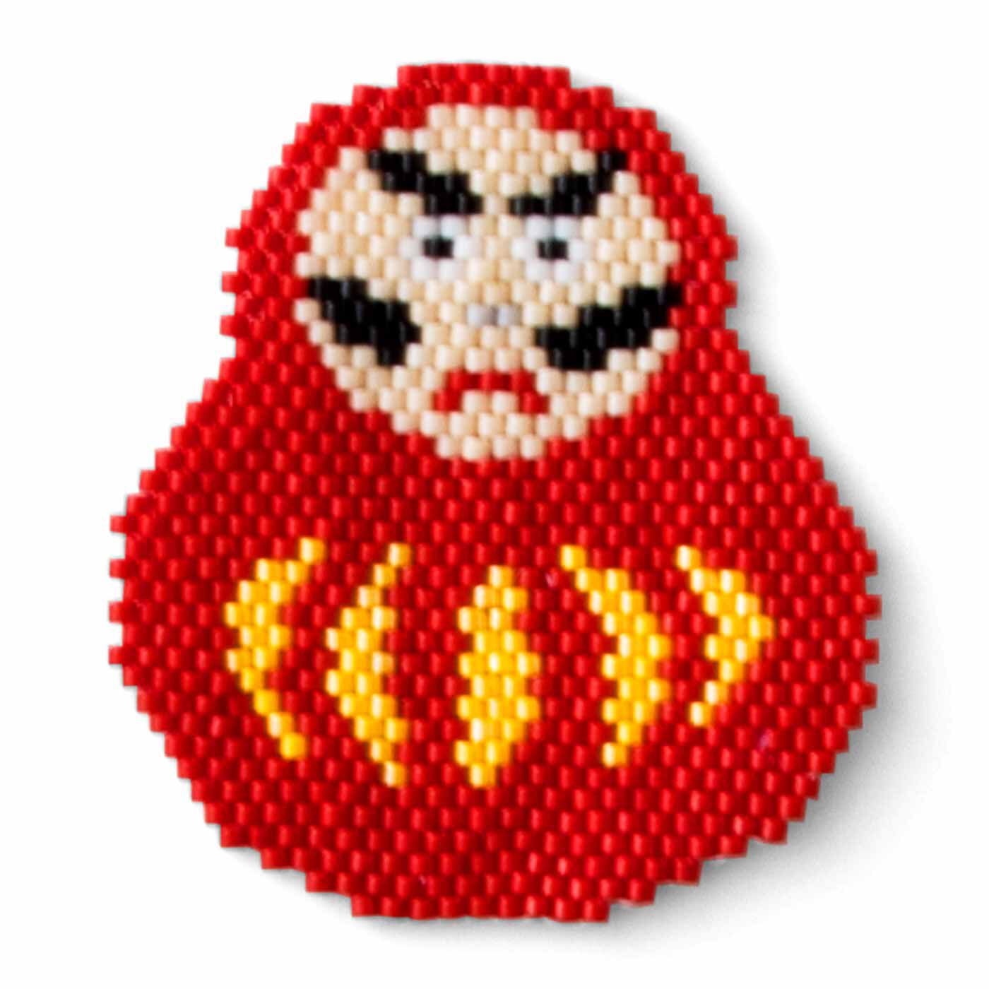 Couturier|【タイプが選べる】縁起もので開運祈願！ 粋なビーズステッチチャーム|3.だるま〈必勝祈願〉