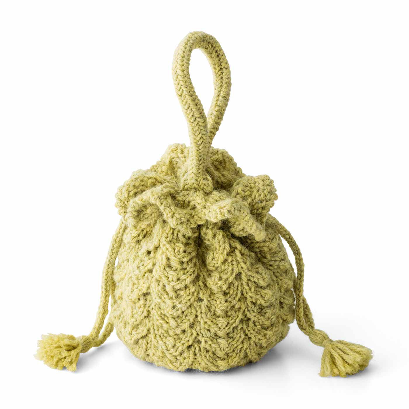 Couturier|毛糸で編んで謎解き気分 手ごたえ棒針編みバッグの会|帽子を夢見る透かし模様きんちゃく