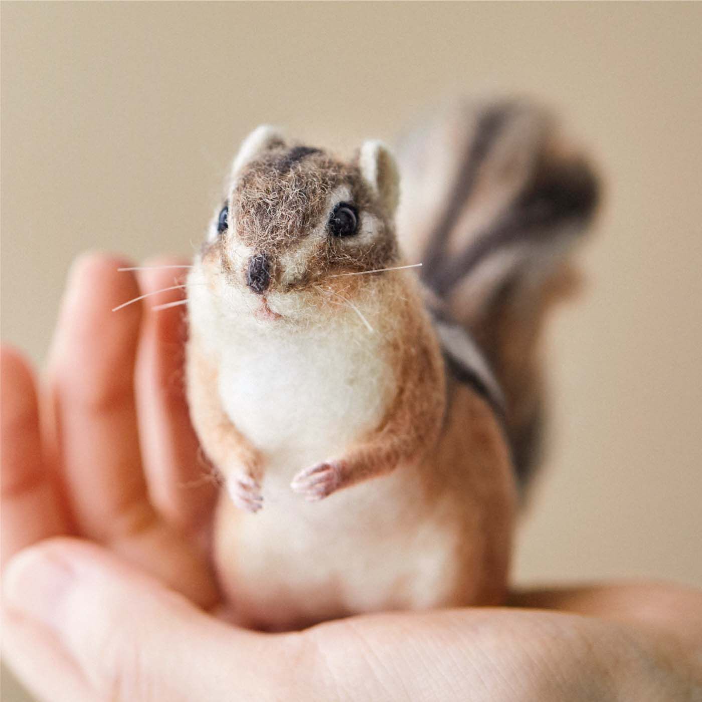 Couturier[クチュリエ]|おはなしが聞こえてきそう♪　ニードルフェルトで作る動物たち「はじめてさんのきほんのき」の会|6ヵ月目には、ちょこんと手のりシマリスにチャレンジ。