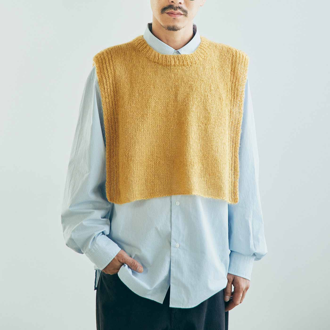 Couturier[クチュリエ]|ROWAN×amuhibi はじめてさんの「着るもの」シリーズ シルク混モヘアのサイドオープンベスト〈イエロー/Lサイズ〉