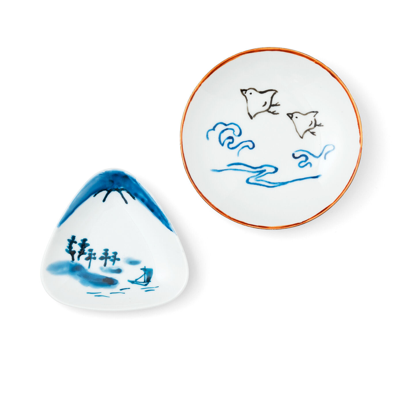 クチュリエ|おうちで絵付け体験 骨董風な絵柄を楽しむ 豆皿・小皿の会|富士山と千鳥