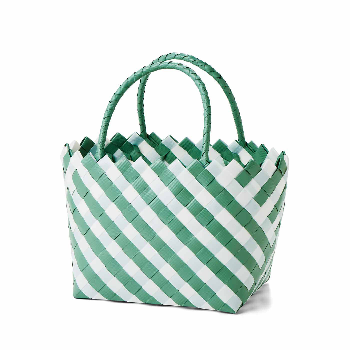 Couturier[クチュリエ]|軽やかにお出かけしよう！ 大人のプラかごバッグの会|グリーンの斜めラインバッグ　※初回にお届けします