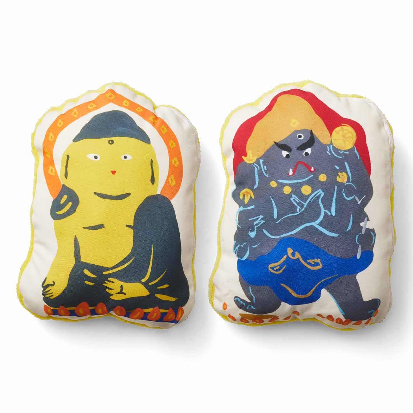 ミニツク|【タイプが選べる】そばに置いてハッとする 抱きしめてホッとする リバーシブルみほとけ抱クッション|タイプ3：宝生如来（ほうしょうにょらい）　軍荼利明王（ぐんだりみょうおう）