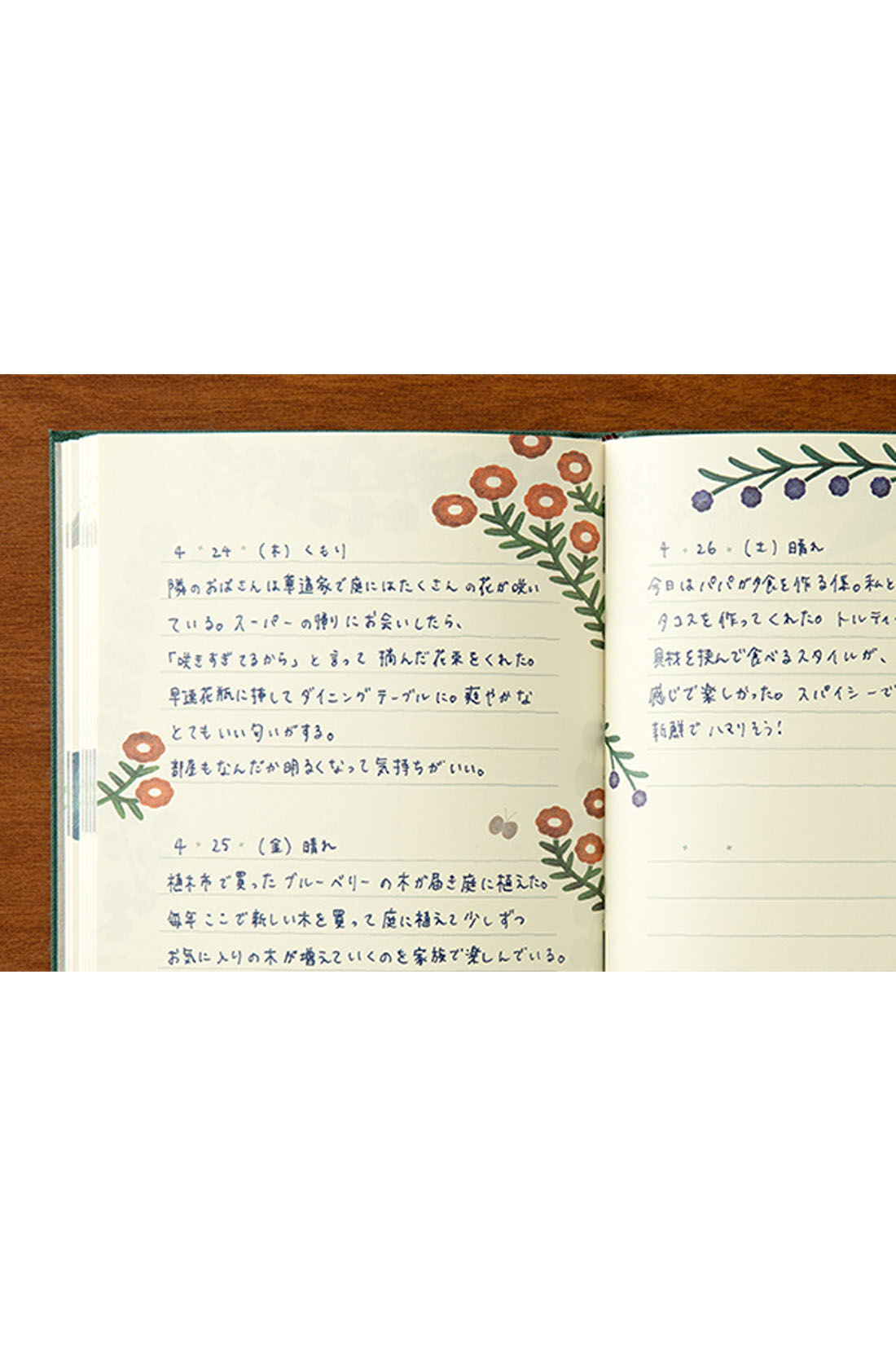 ミニツク|華やかな挿絵が日記時間を彩る　気軽な２日で１ページ日記