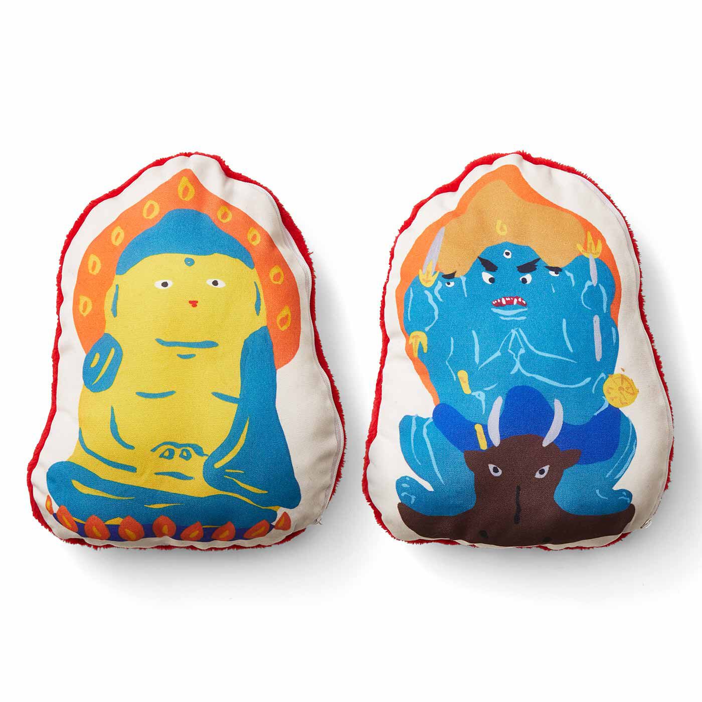 ミニツク|【タイプが選べる】そばに置いてハッとする 抱きしめてホッとする リバーシブルみほとけ抱クッション|タイプ4：無量寿如来（むりょうじゅにょらい）　大威徳明王（だいいとくみょうおう）