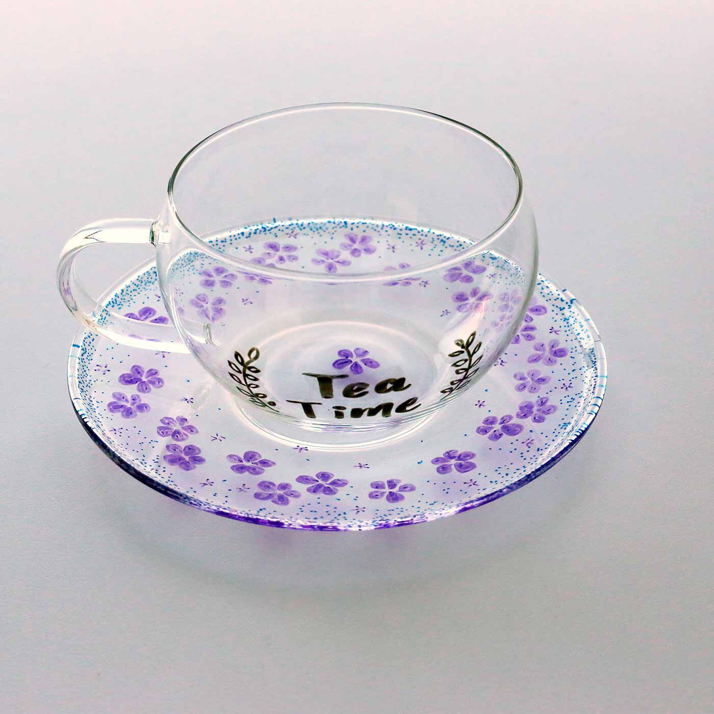 ミニツク|ミニツク チョコット　ガラス食器で映える ちょこっと絵付けレッスンキットの会|青、紫、黒セット※こちらは作品例です。毎月1セットのガラス食器をお届けします。