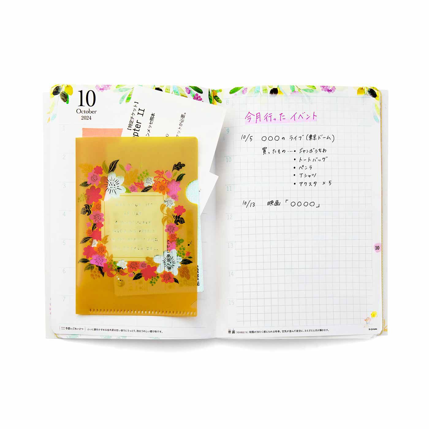 MonthlyBOX|1本2役ニニピー＆うつろう花色のクリアファイルの会|チケットを入れて思い出をファイル