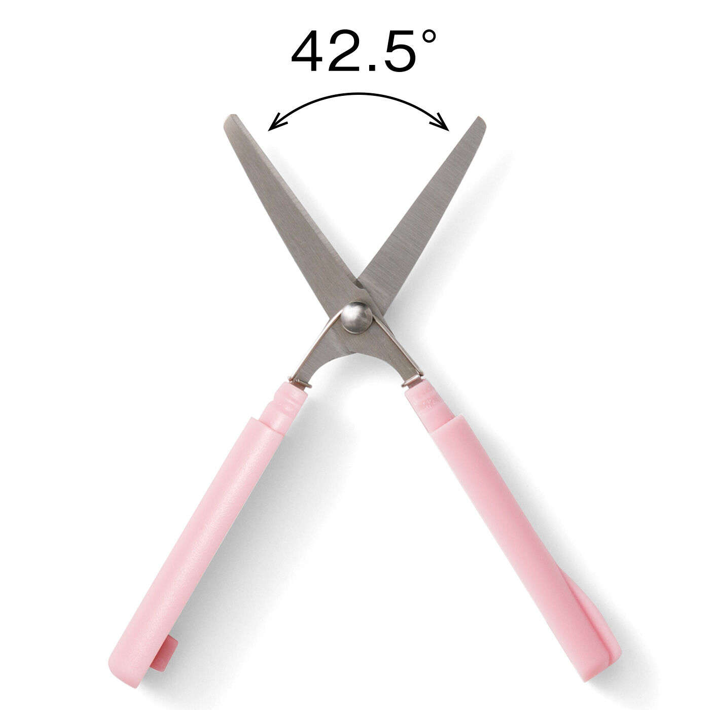フェリシモメリー|コスメサイズがうれしい♪ バネの力で楽に切れるはさみ|刃が開きすぎないように開閉角度を制御した安心仕様。