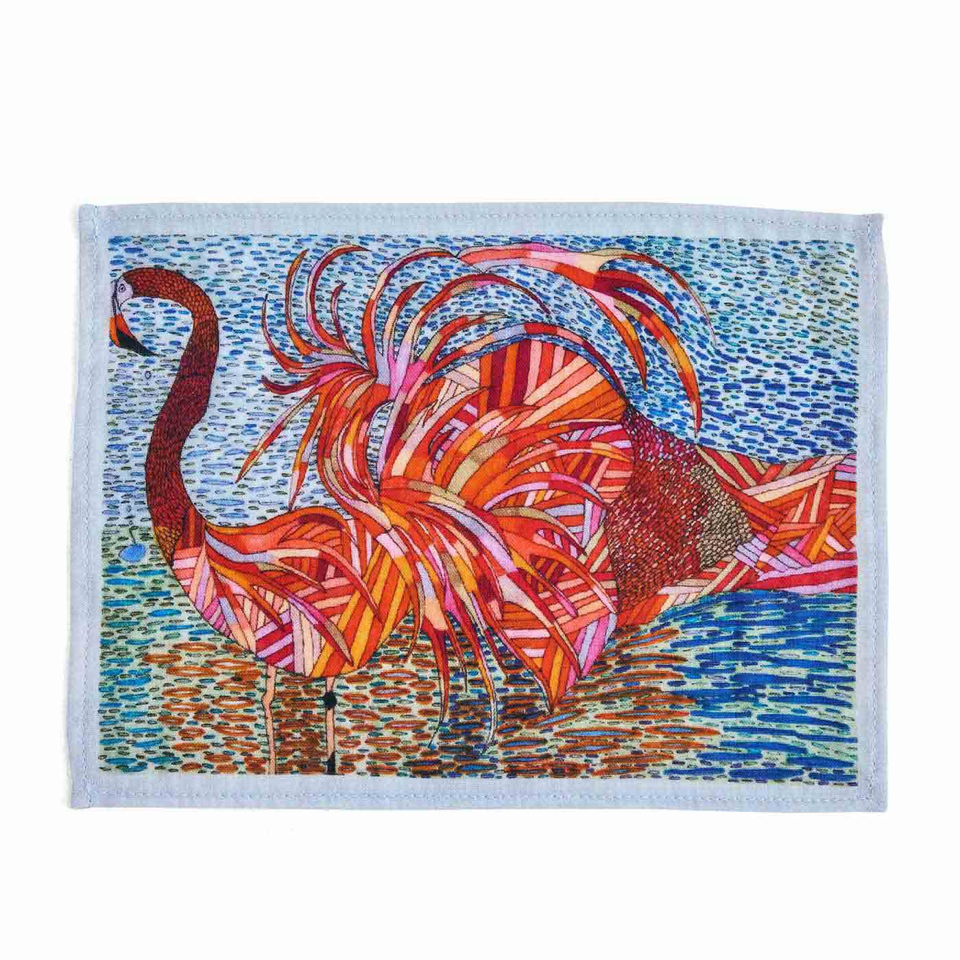 CCP|アートと暮らしをつなぐ 日常美術館 額縁に入れて楽しむアートハンカチの会（7回予約）|〈湖で、泳いでいるフラミンゴ〉山田恵子