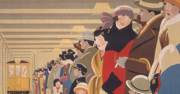 《東洋唯一の地下鉄道 上野浅草間開通》（部分）昭和2年（1927） 愛媛県美術館蔵
