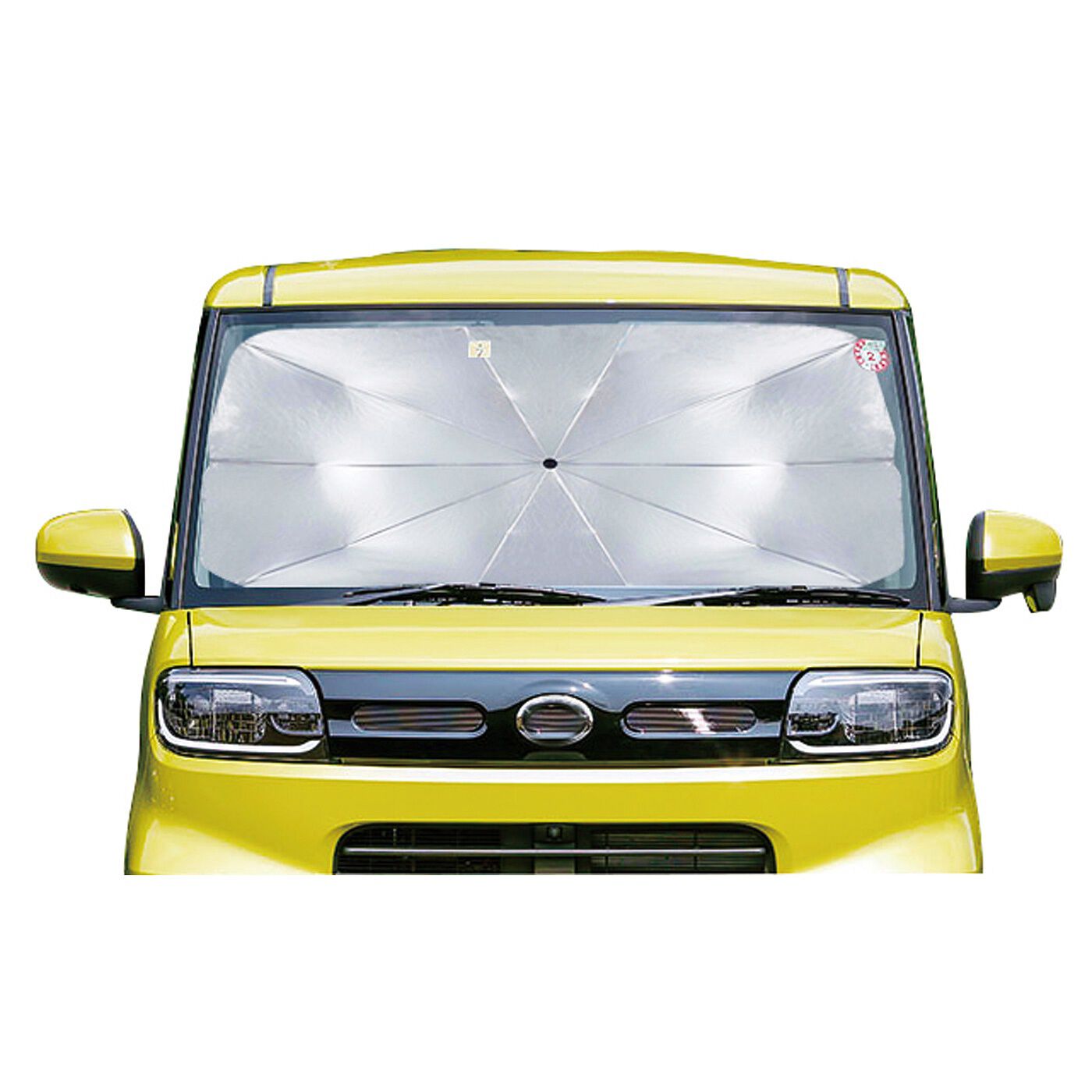 パッと開いて日差しも熱もガード！　セッティングも収納も簡単　折りたたみ傘型の車用UVカットサンシェード〈小型自動車〉