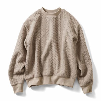 ＜フェリシモ＞ まるでセーターみたいな ゆったりサイズの編み柄トレーナー〈ボーイッシュカラー〉の会【送料無料】