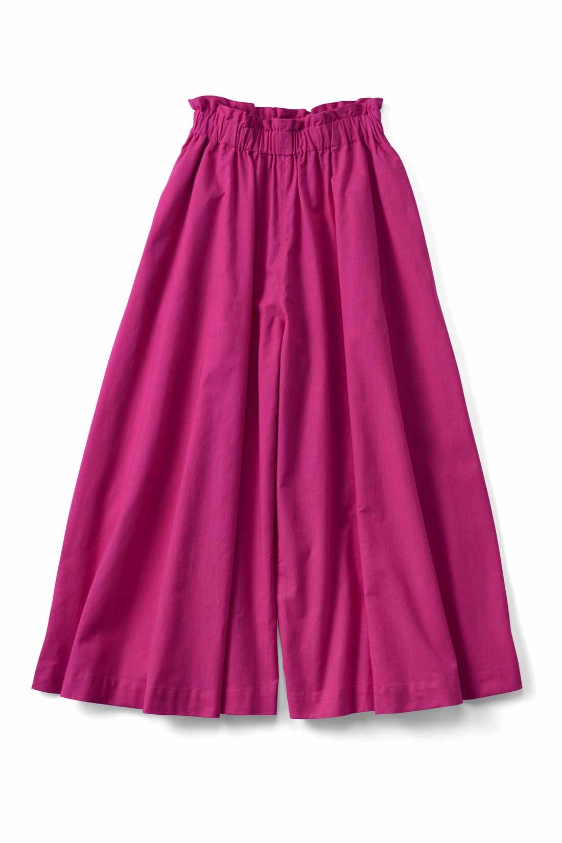 スカートみたいな コットンリネンのボリュームガウチョパンツ〈ピンク〉