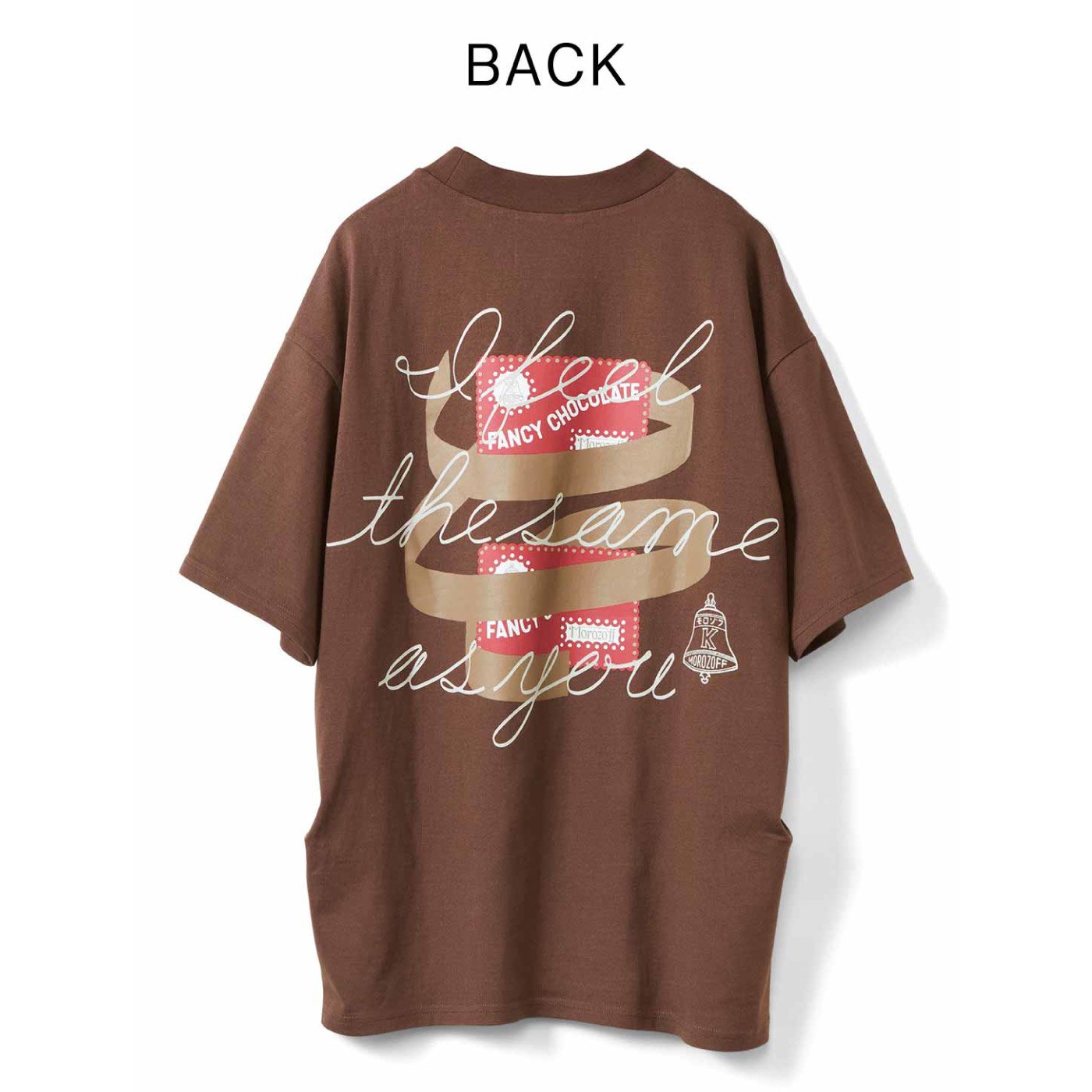 Live love cottonプロジェクト　IEDIT[イディット]　洋菓子のモロゾフコラボ大人な甘さクラシカルチョコレートパッケージプリントTシャツ〈チョコレートブラウン〉