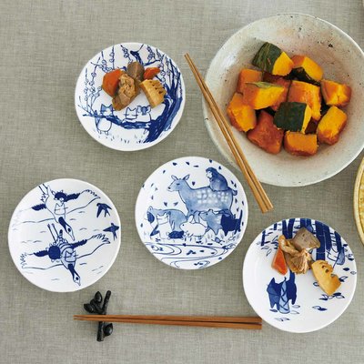 ＜フェリシモ＞ 日本画家 久保智昭さんとつくった 猫と縁起物の染付風のお皿の会