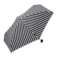 フェリシモ クラッチ風ケースでサッと収納 コンパクトな折りたたみ傘〈ストライプ〉