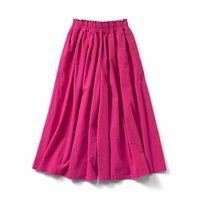 フェリシモ スカートみたいなボリュームの麻混ワイドパンツ〈ピンクベリー〉