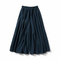フェリシモ スカートみたいなボリュームの麻混ワイドパンツ〈ネイビー〉