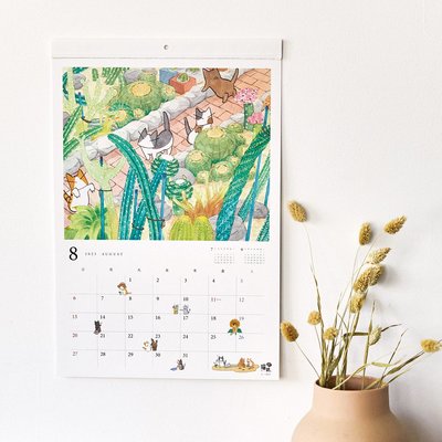 ＜フェリシモ＞ 日本画家 久保智昭さんとつくった 猫とめぐる 季節の庭園 カレンダー2023