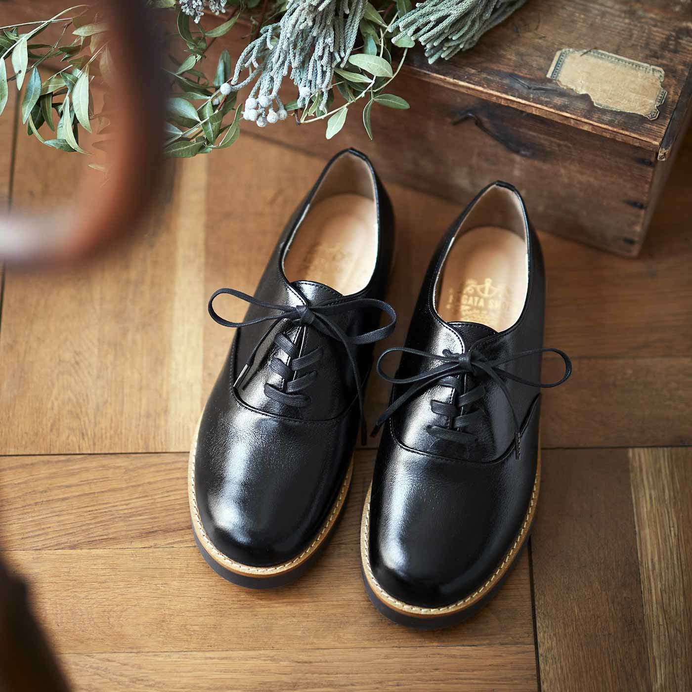 靴デザイナーと作った 職人本革のポストマンシューズ〈ブラックスピネル〉[本革 靴：日本製]