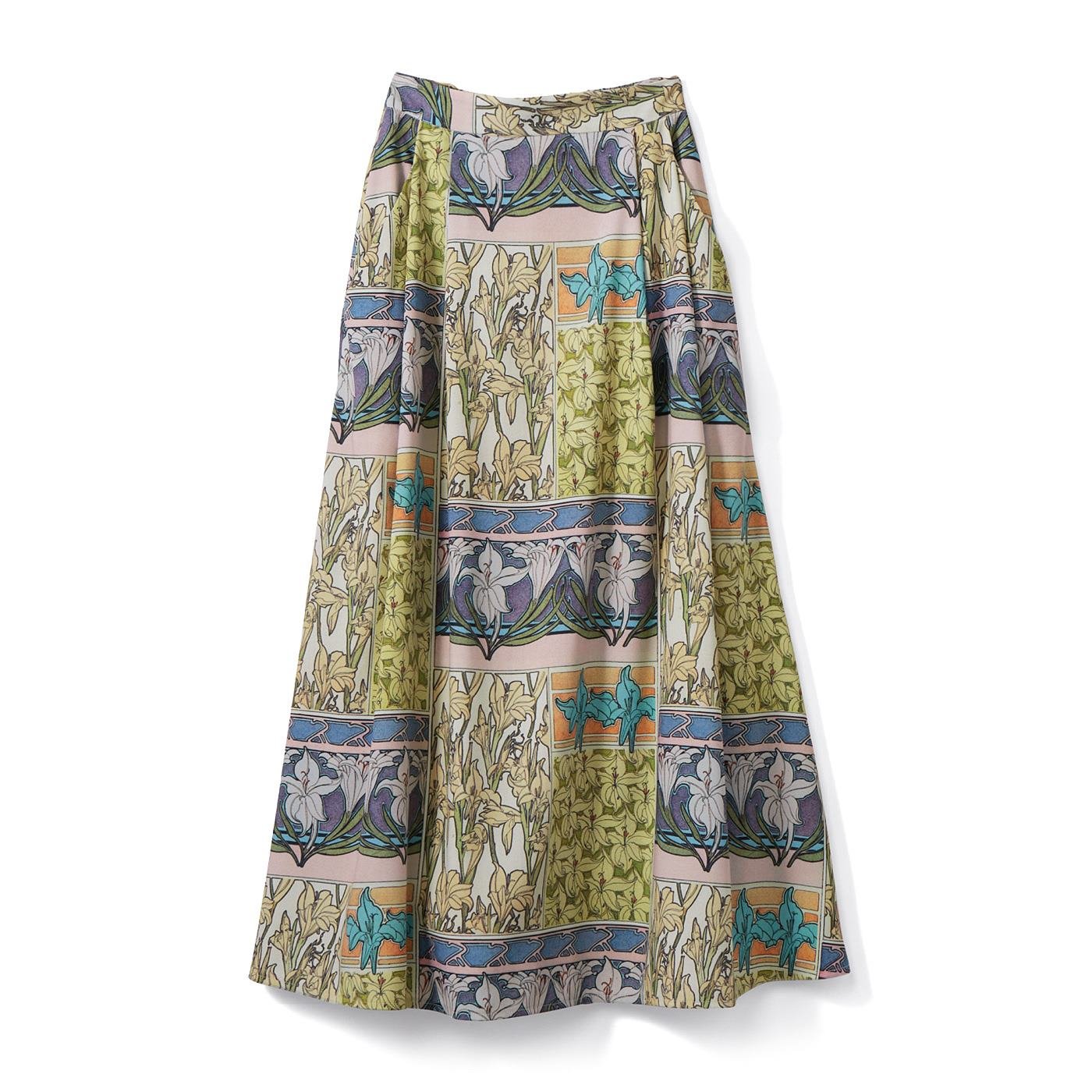 IEDIT[イディット]　優美なミュシャの図案をまとう クラッシックなプリントスカート