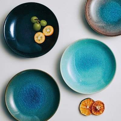 ＜フェリシモ＞ ブルーガラス釉(ゆう)の変化を楽しむ 信楽焼の味わい深い青色小皿の会