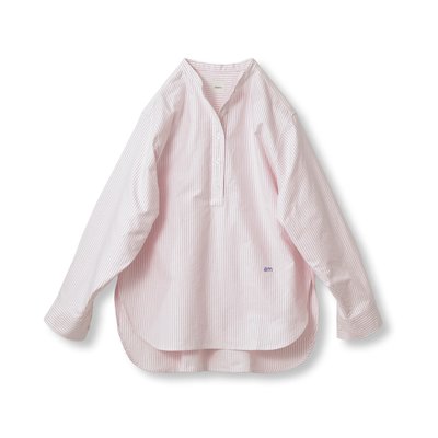  アヴェクモワ ストライプオックスのロングシャツ〈ピンク〉【送料無料】
