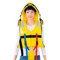 ＜フェリシモ＞ 防護頭巾付きで頭もガード 水害対策に備えたい ライフジャケット大人用〈150cm~〉【送料無料】画像