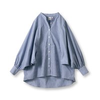 ＜フェリシモ＞ アヴェクモワ 変わった袖のストライプシャツ〈ブルー〉【送料無料】