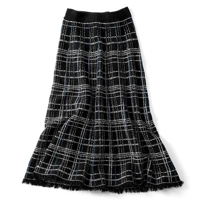 ＜フェリシモ＞ EDIT[イディット] Iラインシルエットのスリットデザインリブニットスカート〈ブラック〉
