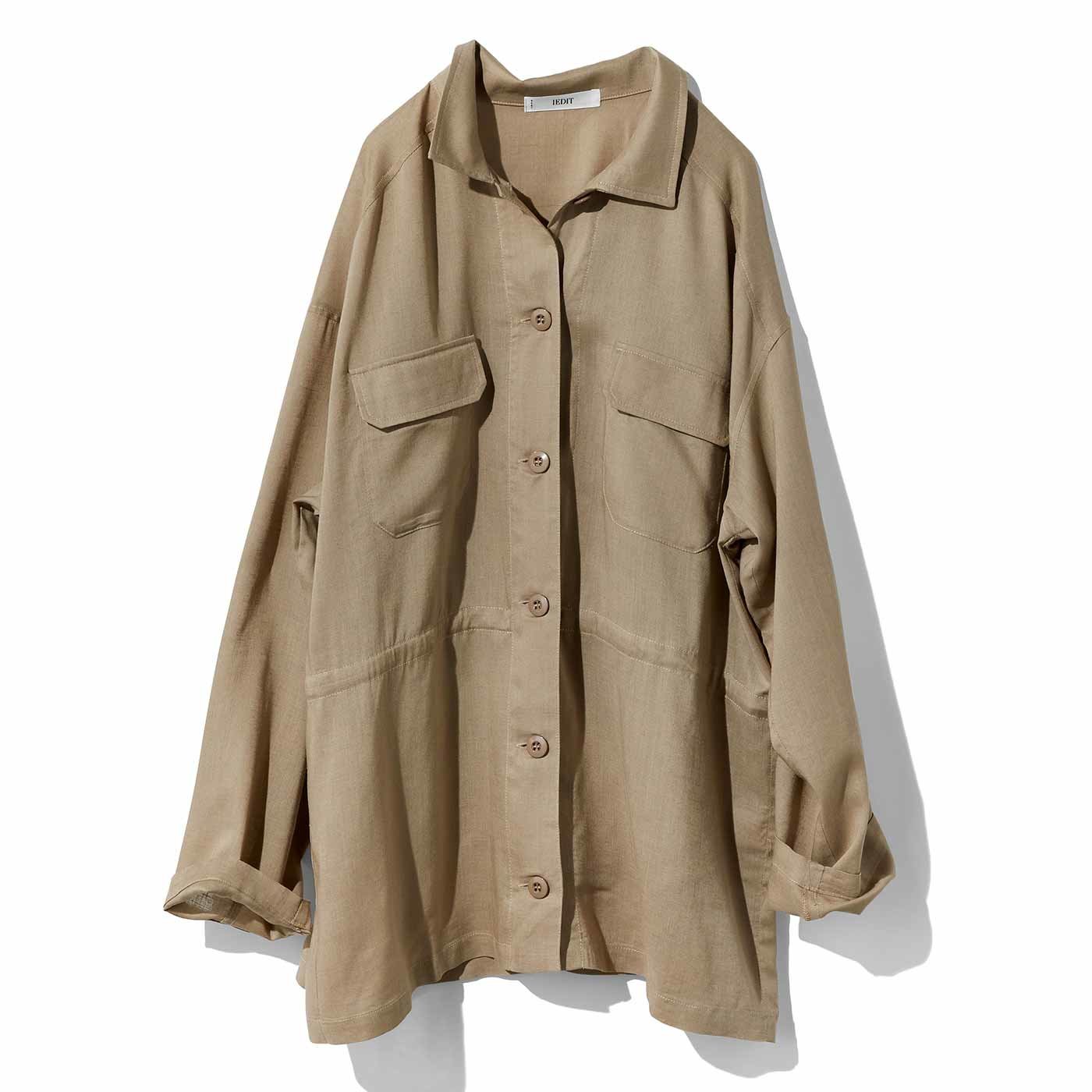 IEDIT[イディット]　リネン混素材のミリタリーシャツジャケット〈ベージュ〉