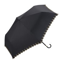 フェリシモ リブ イン コンフォート 星柄刺繍とチャームにときめく 晴雨兼用折りたたみ傘＜ブラック＞