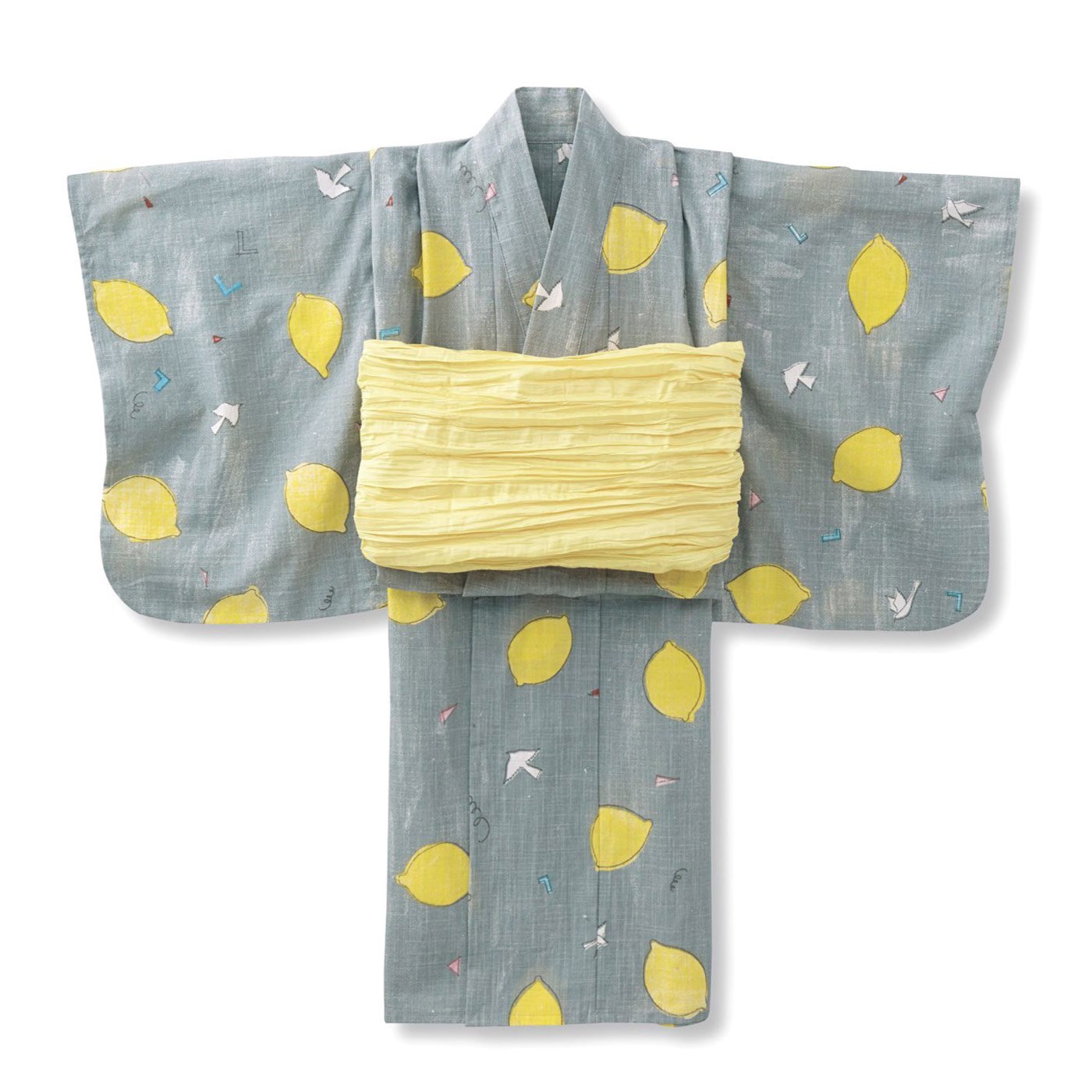 京都Subikiawa食器店さんとつくった レトロなレモン柄の浴衣（ゆかた）
