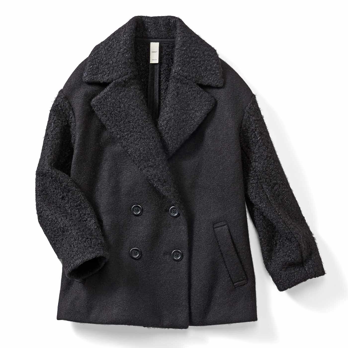 IEDIT[イディット]　ジャケット以上コート未満の大きめラペルとオーバーサイズが今気分のジャコット〈ブラック〉