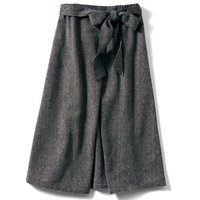 フェリシモ IEDIT[イディット] 巻きスカート風 ミモレ丈のツイードスカート〈ブラック〉
