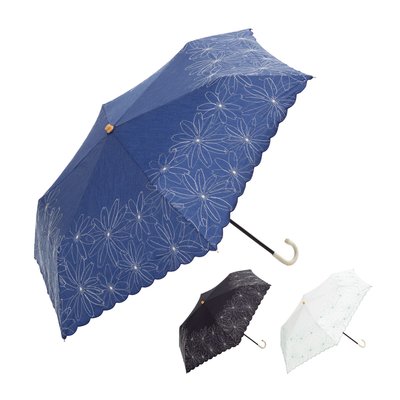 ＜フェリシモ＞ かわいくて上品なマーガレット刺繍折りたたみ傘【送料無料】