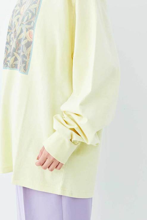 Mede19f ウィリアムモリスの世界をまとう 製品染めプリントロングtシャツ クリームイエロー Tシャツ カットソー トップス レディースファッション レディースファッション 洋服の通販 Mede19f メデ ジュウキュウ