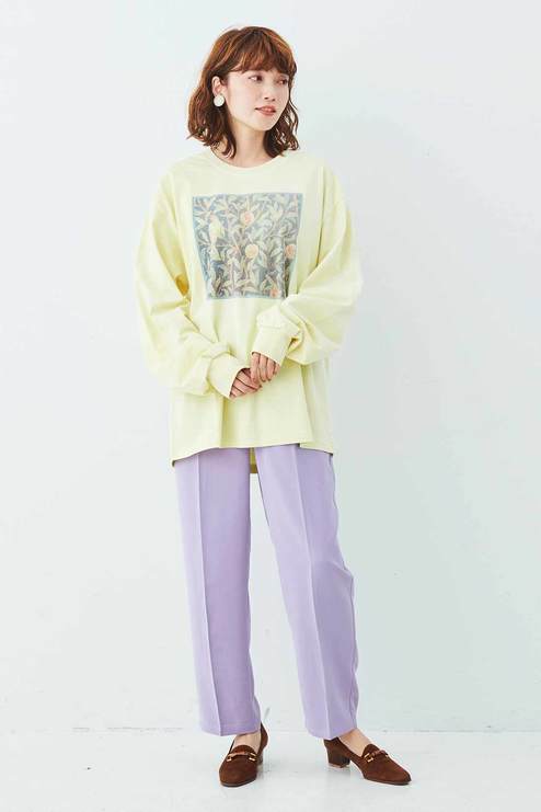 Mede19f ウィリアムモリスの世界をまとう 製品染めプリントロングtシャツ クリームイエロー Tシャツ カットソー トップス レディースファッション レディースファッション 洋服の通販 Mede19f メデ ジュウキュウ