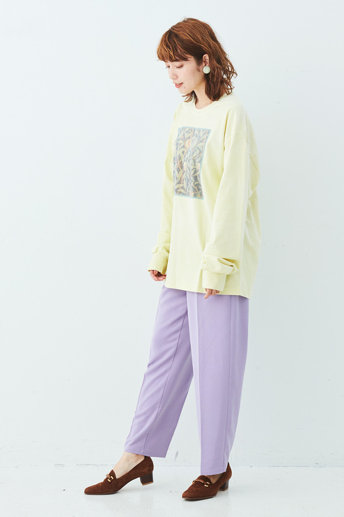 Mede19f ウィリアムモリスの世界をまとう 製品染めプリントロングtシャツ クリームイエロー Tシャツ カットソー トップス レディースファッション レディースファッション 洋服の通販 Mede19f メデ ジュウキュウ